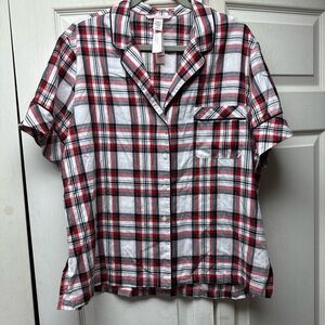 Victoria's Secret Red and Black Plaid Pajama Top